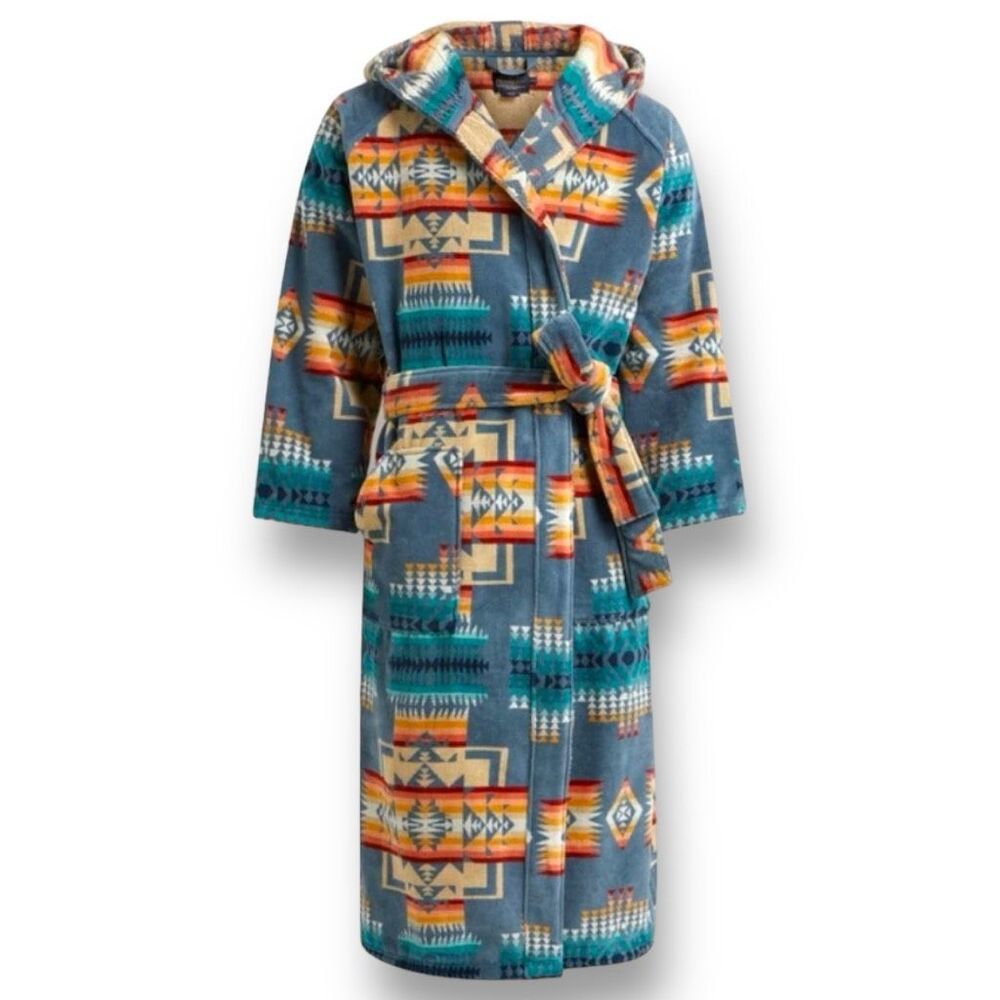 Pendleton Blue Multi Native Pattern Hooded Robe